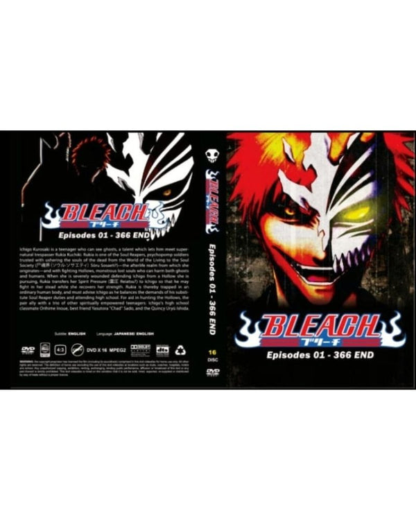Bleach Episode Complete Series Episode 1-366 + 4 Movies Anime DVD Collection All Region Dual Audio English Dubbed and Subbed Box Set