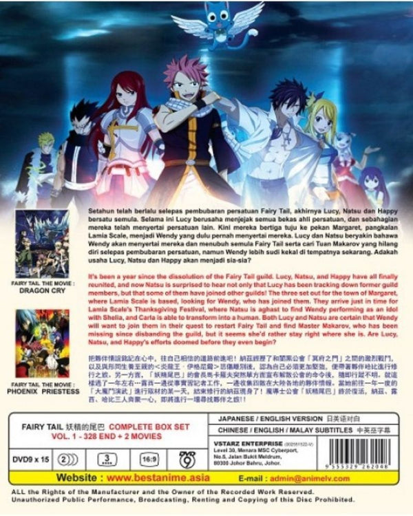 Fairy Tail Complete Series Episode 1-328 + 2 Movies Anime DVD Collection All Region Dual Audio English Dubbed and Subbed Box Se