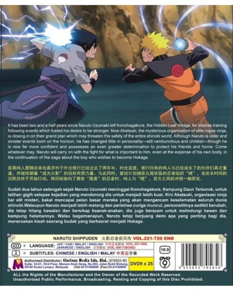 Naruto Shippuden Complete Series Episode 221-720 Anime DVD Collection All Region Dual Audio English Dubbed and Subbed Box Set