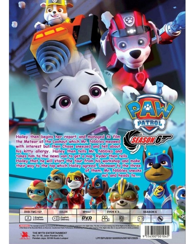 Paw Patrol Season 6 Episode 1-26 Cartoon TV Series DVD English Dubbed