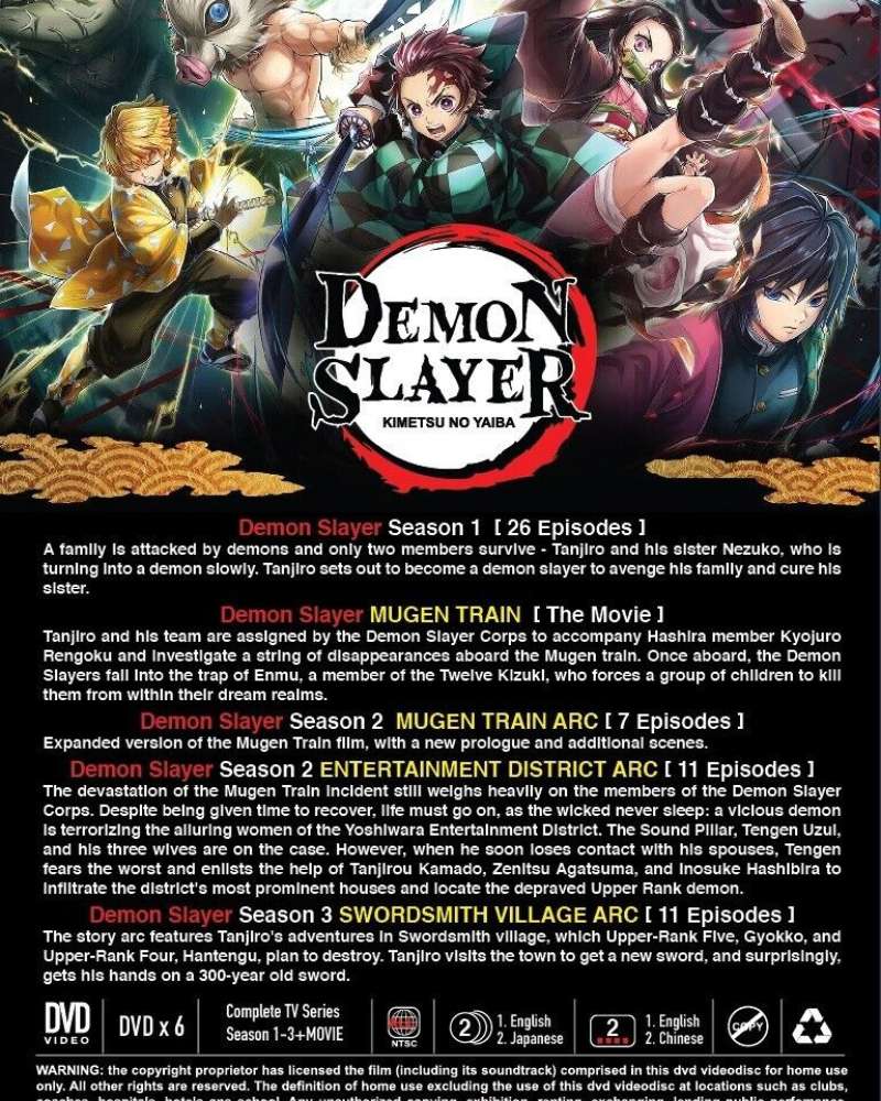 Demon Slayer: Kimetsu no Yaiba Complete Series Season 1 - 3 + Movie Anime DVD Collection All Region Dual Audio English Dubbed and Subbed Box Set