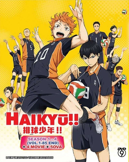 Haikyu!! Complete Season 1-4 (4 Movies & 5 OVA) Anime DVD Collection All Region Dual Audio English Dubbed and Subbed Box Set