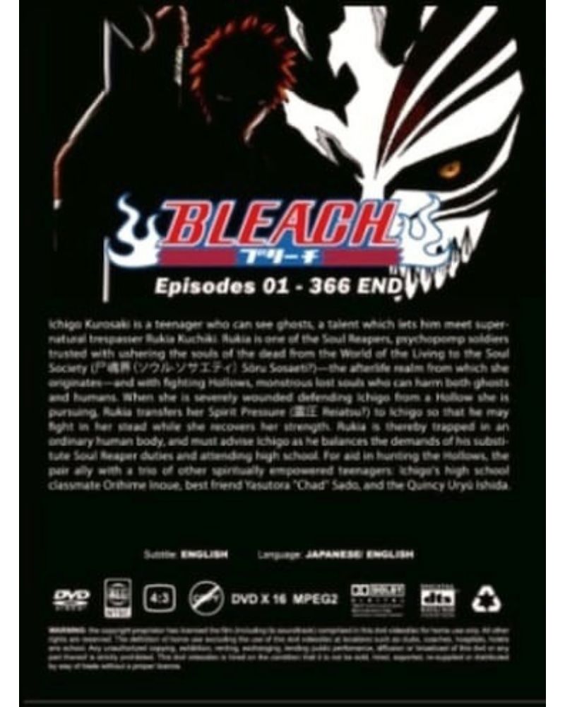 Bleach Complete Series Episode 1-366 Anime DVD Collection All Region Dual Audio English Dubbed and Subbed Box Set